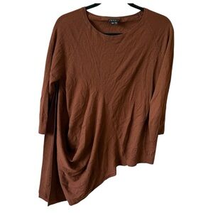 Theory Nali Preen Brown Asymmetrical Wool Pullover Sz‎ M